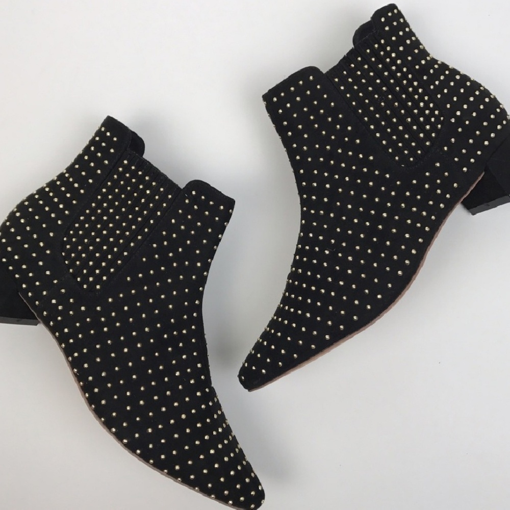Topshop Killer Black Gold Studded Ankle Bootie